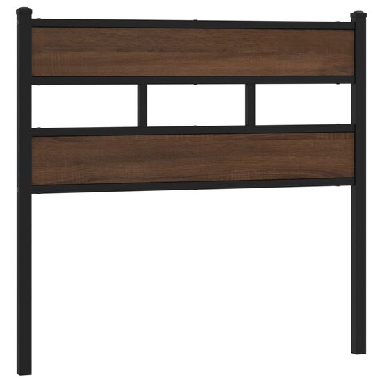 Hoofdbord 90 cm bewerkt hout en staal bruin eikenkleurig