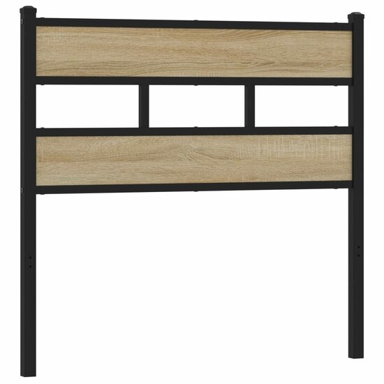 Hoofdbord 90 cm ijzer en bewerkt hout sonoma eikenkleurig