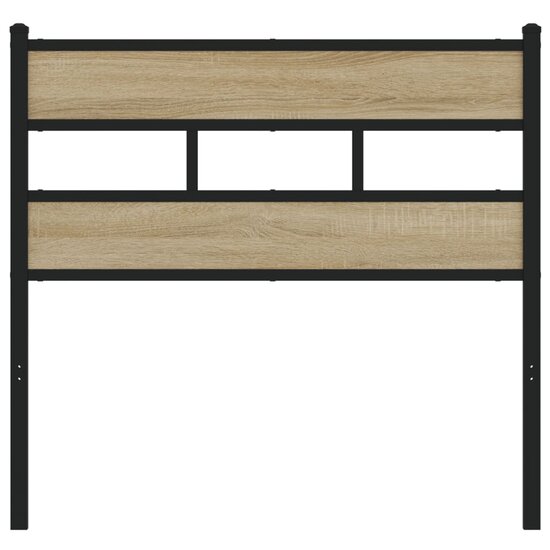 Hoofdbord 90 cm ijzer en bewerkt hout sonoma eikenkleurig