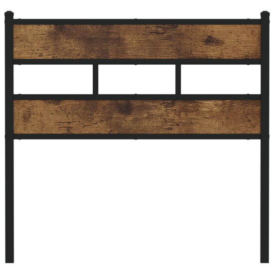 Hoofdbord 100 cm ijzer en bewerkt hout gerookt eikenkleurig