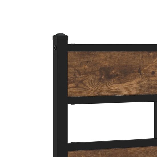 Hoofdbord 100 cm ijzer en bewerkt hout gerookt eikenkleurig