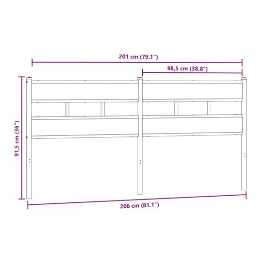 Hoofdbord Ijzer En Bewerkt Hout Kleurig 200 cm Sonoma eiken