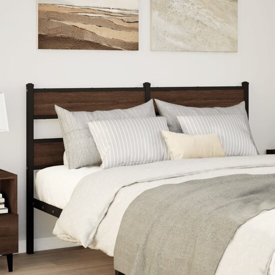 Hoofdbord Bewerkt Hout En Staal Ig 135 cm bruin eikenkleur