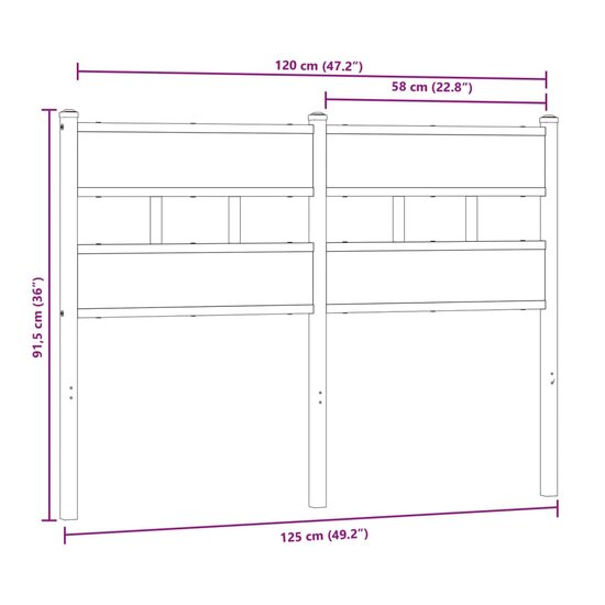 Hoofdbord Ijzer En Bewerkt Hout Kleurig 120 cm Sonoma eiken