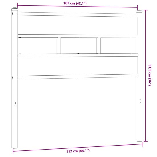 Hoofdbord Ijzer En Bewerkt Hout Kleurig 107 cm Gerookt eiken