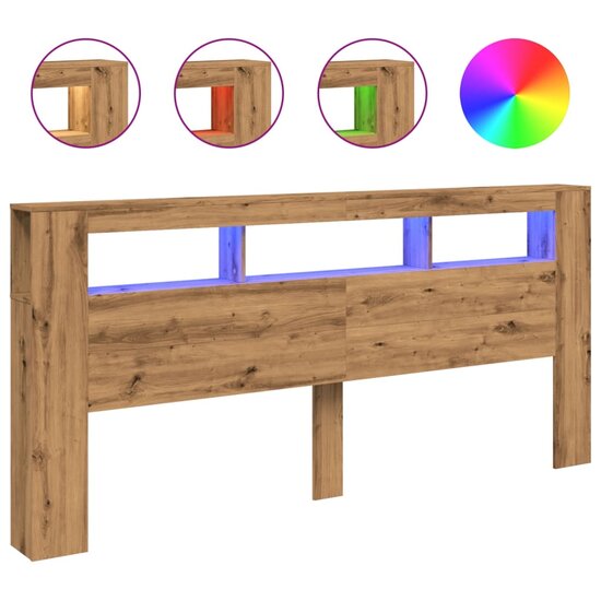 Hoofdeinde Met Led 220X18,5X103,5 Cm Hout Artisanaal Eikenkleur 220 x 103.5 cm artisanaal eikenkleurig