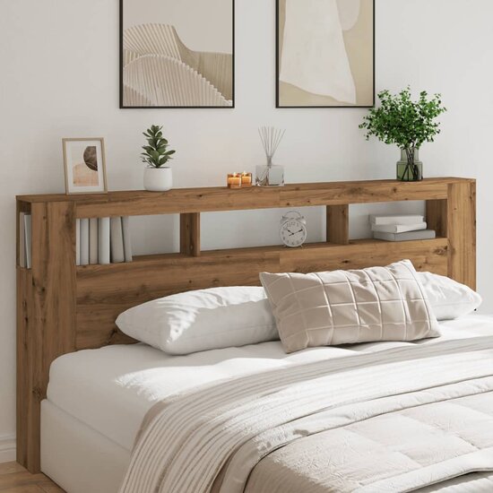 Hoofdeinde Met Led 220X18,5X103,5 Cm Hout Artisanaal Eikenkleur 220 x 103.5 cm artisanaal eikenkleurig