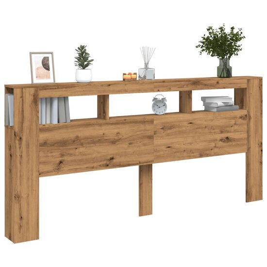 Hoofdeinde Met Led 220X18,5X103,5 Cm Hout Artisanaal Eikenkleur 220 x 103.5 cm artisanaal eikenkleurig