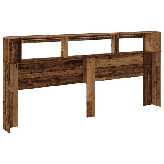 Hoofdeinde Met Led 220X18,5X103,5 Cm Bewerkt Hout 220 x 103.5 cm Oud hout