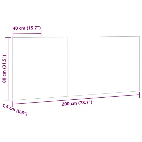 Hoofdeinde 200X1,5X80 Cm Bewerkt Hout Artisanaal Eikenkleur artisanaal eikenkleurig