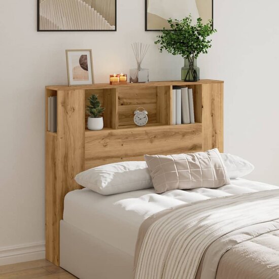 Hoofdbordkast 120X19X104,5Cm Bewerkt Hout Artisanaal Eikenkleur artisanaal eikenkleurig