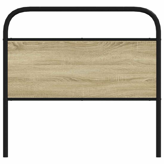 Hoofdbord 107 cm staal en bewerkt hout sonoma eikenkleurig