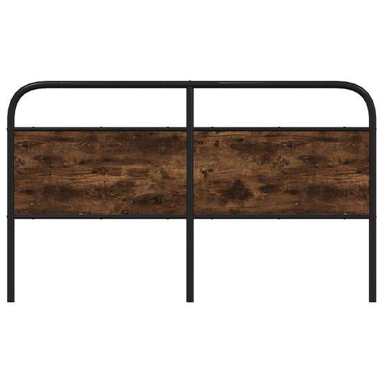Hoofdbord 150 cm staal en bewerkt hout gerookt eikenkleurig