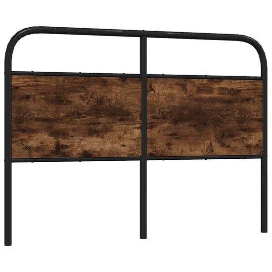 Hoofdbord 135 cm staal en bewerkt hout gerookt eikenkleurig