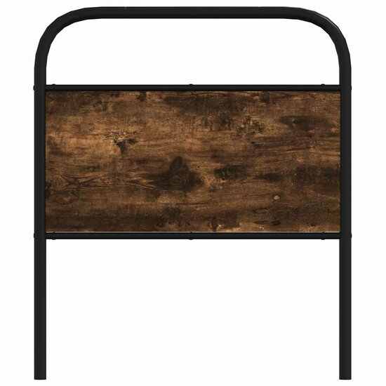 Hoofdbord 80 cm staal en bewerkt hout gerookt eikenkleurig