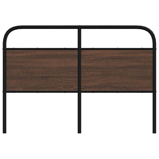 Hoofdbord 120 cm bewerkt hout en staal bruin eikenkleurig