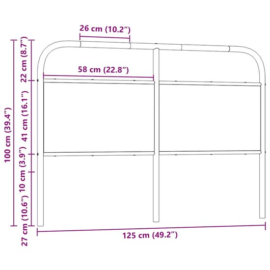 Hoofdbord Staal En Bewerkt Hout Kleurig 120 cm Gerookt eiken