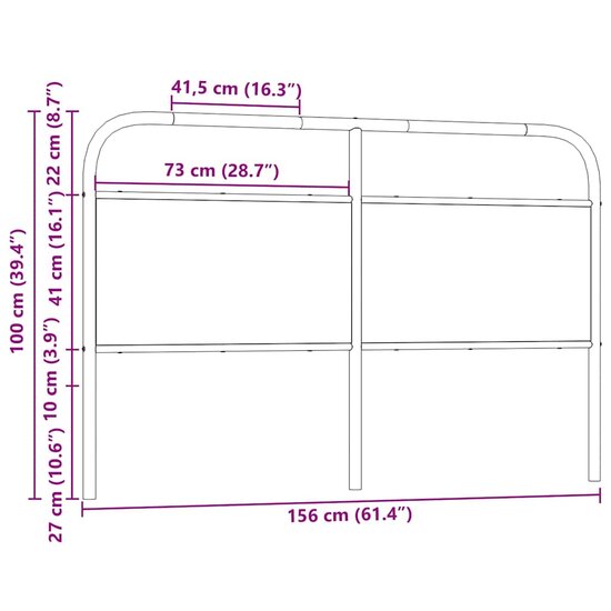 Hoofdbord Staal En Bewerkt Hout Kleurig 150 cm Sonoma eiken