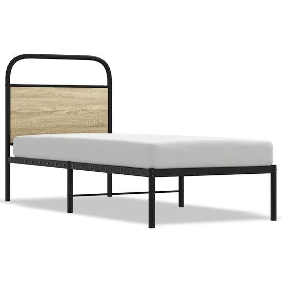 Hoofdbord Staal En Bewerkt Hout Kleurig 75 cm Sonoma eiken