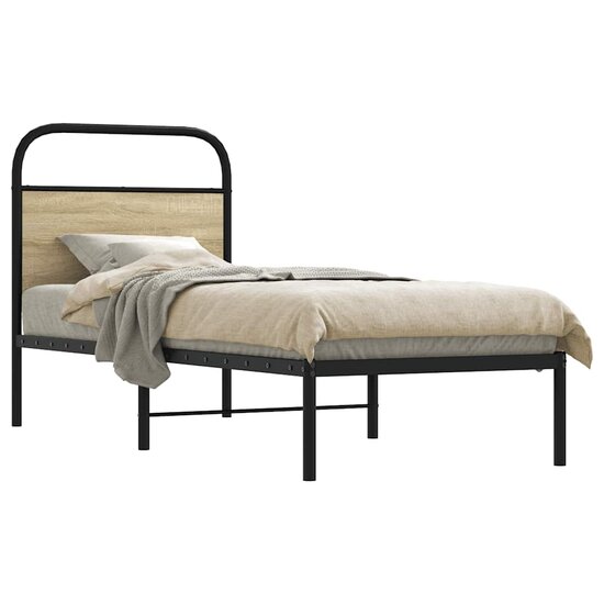 Hoofdbord Staal En Bewerkt Hout Kleurig 75 cm Sonoma eiken