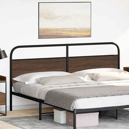 Hoofdbord Bewerkt Hout En Staal Ig 180 cm bruin eikenkleur