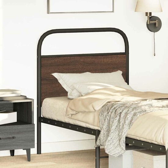 Hoofdbord Bewerkt Hout En Staal Ig 80 cm bruin eikenkleur