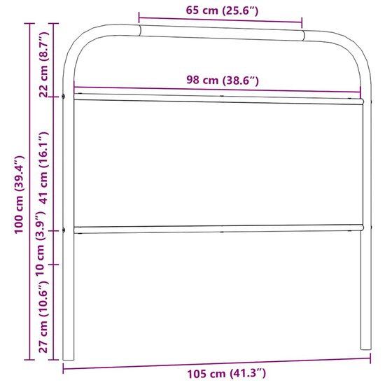 Hoofdbord Staal En Bewerkt Hout Kleurig 100 cm Sonoma eiken