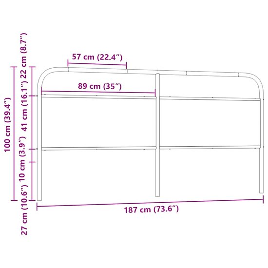 Hoofdbord Staal En Bewerkt Hout Kleurig 180 cm Gerookt eiken