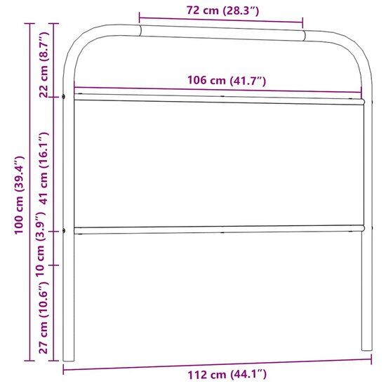 Hoofdbord Staal En Bewerkt Hout Kleurig 107 cm Gerookt eiken