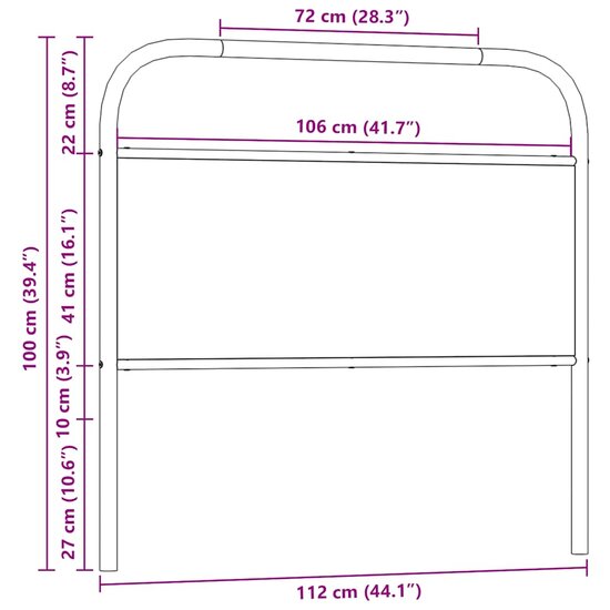 Hoofdbord Bewerkt Hout En Staal Ig 107 cm bruin eikenkleur