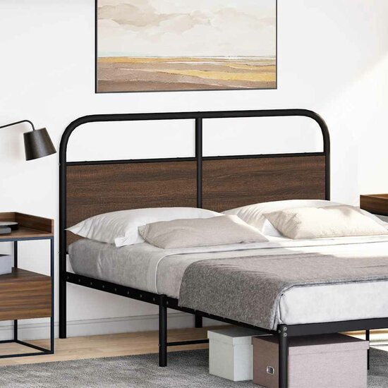 Hoofdbord Bewerkt Hout En Staal Ig 140 cm bruin eikenkleur