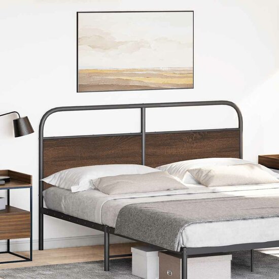 Hoofdbord Bewerkt Hout En Staal Ig 160 cm bruin eikenkleur