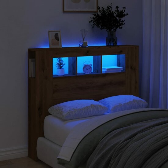 Hoofdeinde Met Led 120X18,5X103,5 Cm Hout Artisanaal Eikenkleur 120 x 103.5 cm artisanaal eikenkleurig