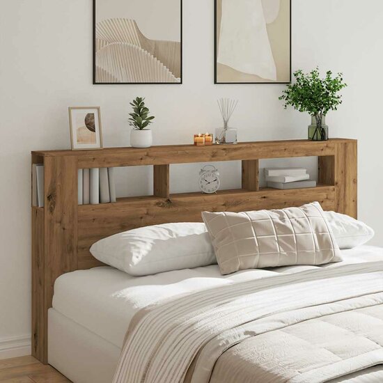 Hoofdeinde Met Led 200X18,5X103,5 Cm Hout Artisanaal Eikenkleur 200 x 103.5 cm artisanaal eikenkleurig