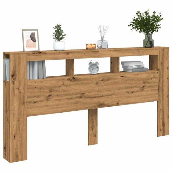 Hoofdeinde Met Led 200X18,5X103,5 Cm Hout Artisanaal Eikenkleur 200 x 103.5 cm artisanaal eikenkleurig