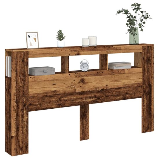 Hoofdeinde Met Led 180X18,5X103,5 Cm Bewerkt Hout 180 x 103.5 cm Oud hout
