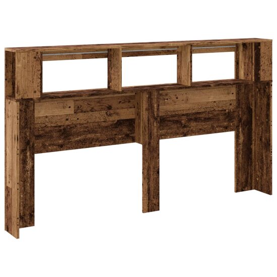 Hoofdeinde Met Led 180X18,5X103,5 Cm Bewerkt Hout 180 x 103.5 cm Oud hout