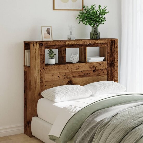 Hoofdeinde Met Led 120X18,5X103,5 Cm Bewerkt Hout 120 x 103.5 cm Oud hout