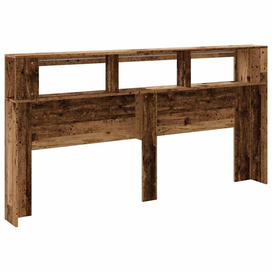 Hoofdeinde Met Led 200X18,5X103,5 Cm Bewerkt Hout 200 x 103.5 cm Oud hout