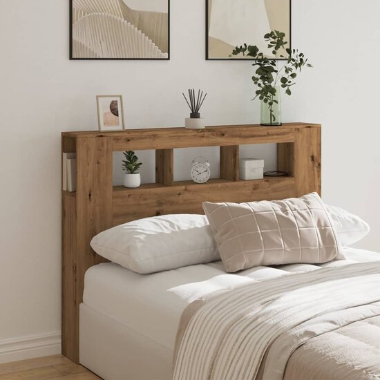 Hoofdeinde Met Led 140X18,5X103,5 Cm Hout Artisanaal Eikenkleur 140 x 103.5 cm artisanaal eikenkleurig