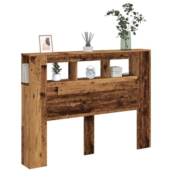 Hoofdeinde Met Led 140X18,5X103,5 Cm Bewerkt Hout 140 x 103.5 cm Oud hout
