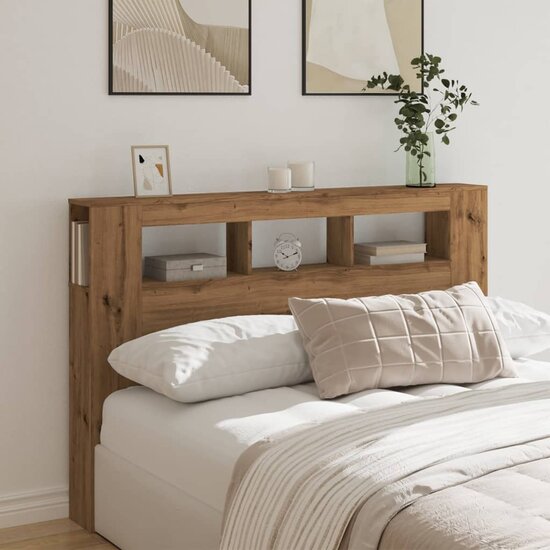 Hoofdeinde Met Led 160X18,5X103,5 Cm Hout Artisanaal Eikenkleur 160 x 103.5 cm artisanaal eikenkleurig