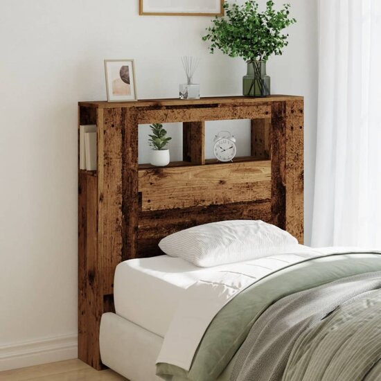 Hoofdeinde Met Led 100X18,5X103,5 Cm Bewerkt Hout 100 x 103.5 cm Oud hout
