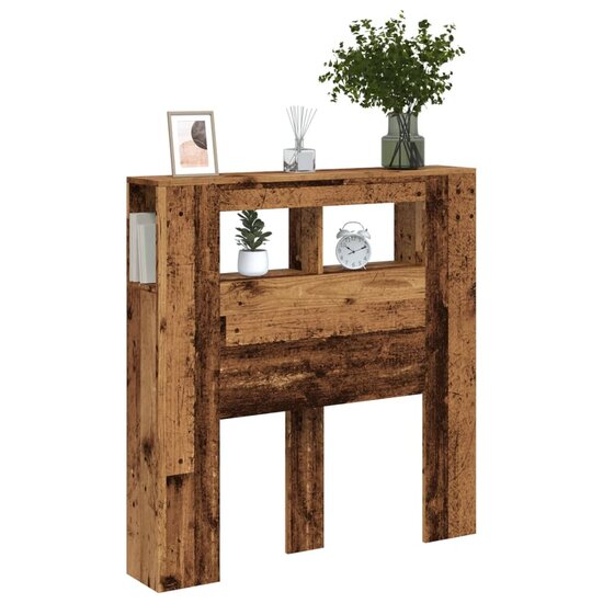 Hoofdeinde Met Led 100X18,5X103,5 Cm Bewerkt Hout 100 x 103.5 cm Oud hout