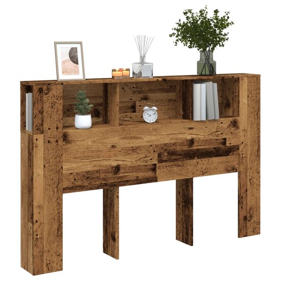 Hoofdbordkast 160x18,5x103,5 cm bewerkt hout oud houtkleurig