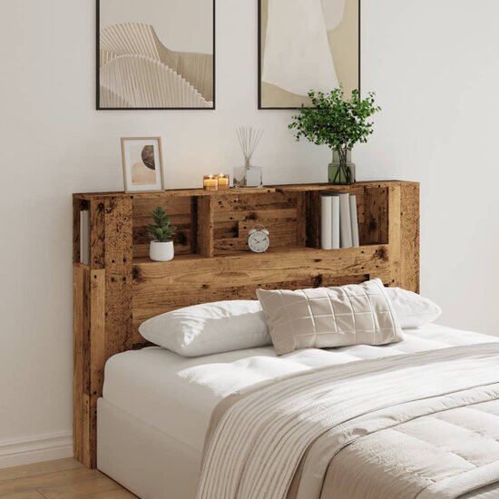 Hoofdbordkast 160x18,5x103,5 cm bewerkt hout oud houtkleurig