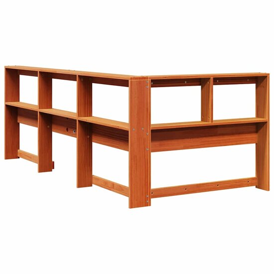 Boekenkast Hoofdeinde L-Vormig 80 Cm Grenenhout 98.5 x 218.5 x 80 cm Wasbruin
