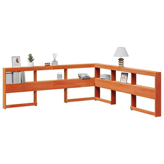 Boekenkast Hoofdeinde L-Vormig 180 Cm Grenenhout 198.5 x 218.5 x 80 cm Wasbruin