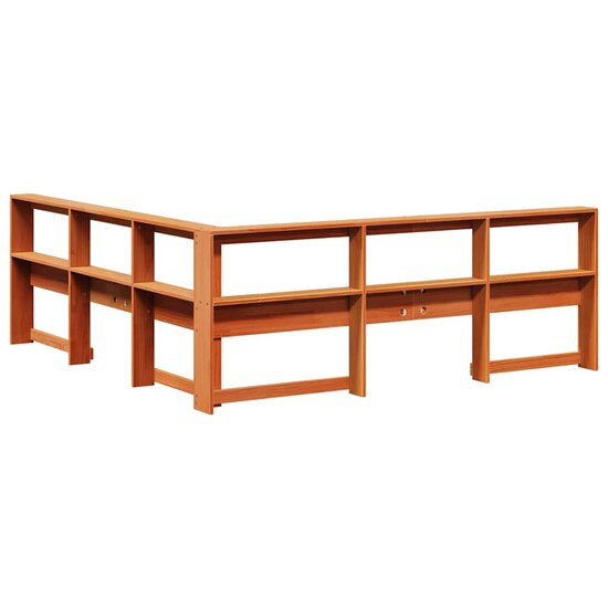 Boekenkast Hoofdeinde L-Vormig 180 Cm Grenenhout 198.5 x 218.5 x 80 cm Wasbruin