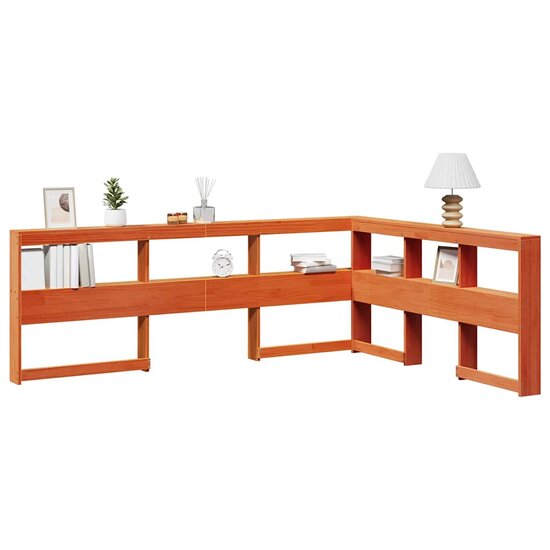 Boekenkast Hoofdeinde L-Vormig 135 Cm Grenenhout 153.5 x 208.5 x 80 cm Wasbruin